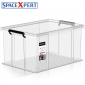 SPACEXPERT 直角抗压收纳箱 60L单只透明 加厚衣物整理箱储物箱搬家箱打包箱