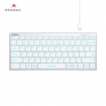 双飞燕（A4TECH） FX61超薄轻音商务便携剪刀脚巧克力键盘笔记本电脑有线78键Type-C 发光版 (白色) 单光