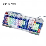 英菲克（INPHIC） K9 游戏单键盘 机甲配色 【蓝白机甲+炫酷灯效+金属面板】